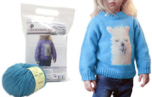 Набор для вязания Детский свитер Лама, цвет - 977 - бирюзовый