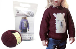 Набор для вязания Детский свитер Лама, цвет - 670 - т.бордовый